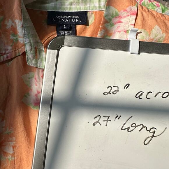 Jones New York Signature Shirt Floral Button Front 3/4 Sleeves Orange Womens L - Picture 10 of 10